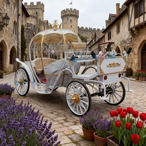 Zhenda Electric Horse Drawn <b>Pumpkin</b> Carriage 6persons Steel Structure Wedding Sightseeing Christmas Customized Color Solid - Product Image 3
