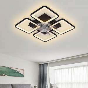 Lampe suspendue personnalisée de luxe style moderne montage en surface salon chambre acrylique télécommande LED ventilateur de plafond lumière - Product Image 2