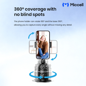 Trépied intelligent pour smartphone Miccell avec <span class=keywords><strong>suivi</strong></span> automatique du visage par IA et rotation à 360° °   Support <span class=keywords><strong>de</strong></span> téléphone Bluetooth rotatif pour diffusion en direct et vlogging - Product Image 6