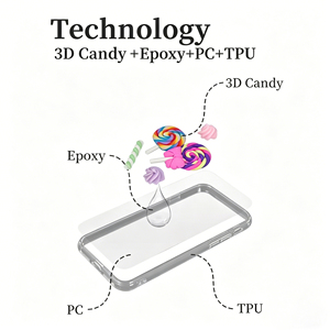 <span class=keywords><strong>Cover</strong></span> per Telefono Kawaii 3D in Resina Marina Trasparente TPU Carina Antiurto per Ragazze Adolescenti Estetica Estiva - Product Image 4