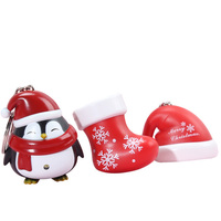 Porte-clés LED Renne de Noël Rudolph avec nez rouge lumineux clignotant, pendentif musical de Noël, breloque de sac en plastique