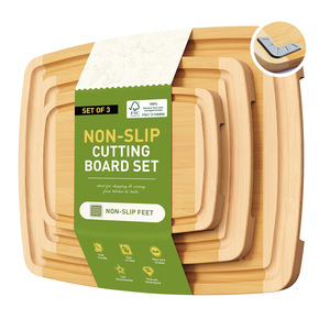 Juego de Tablas de Cortar de Bambú de 3 Piezas, Antideslizantes, Rectangulares, Aptas para Lavavajillas - Product Image 1