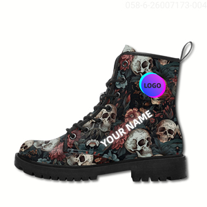 Bottes Martin Gothiques de Haute Qualité avec Nom et Logo Personnalisés, Vente en Gros d'Usine OEM, Chaussures de Marche Décontractées et Sportives 058-6-26007173-004 - Product Image 2