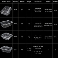 Boîte à pâtisserie transparente jetable en PET avec couvercle, qualité alimentaire, pour gâteaux, muffins et tartes