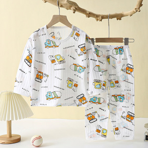 Ensemble de <span class=keywords><strong>pyjama</strong></span> chaud pour enfants en coton pur, imprimé dessin animé, manches longues, printemps/été, vêtements de détente pour garçons et filles - Product Image 6