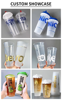 Gobelets en plastique jetables avec couvercles, logo personnalisable, diamètre 90 mm, disponibles en capacités de 500 ml / 700 ml