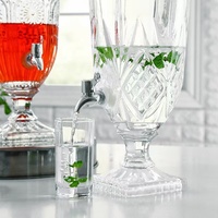 Carafe à jus en verre QYT, design cristal gaufré, grande capacité (2L-6L), pichet transparent pour eau froide avec robinet - Style européen