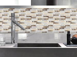 <span class=keywords><strong>Carrelage</strong></span> <span class=keywords><strong>mural</strong></span> auto-adhésif de 12 "x 12", carreaux brun mixte, mise à niveau, <span class=keywords><strong>carrelage</strong></span> en vinyle plus épais - Product Image 4