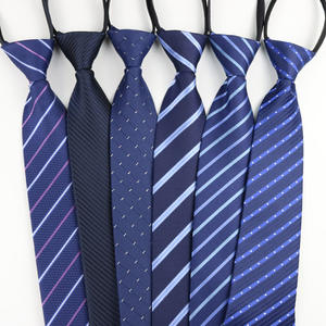 <span class=keywords><strong>Corbata</strong></span> de poliéster <span class=keywords><strong>azul</strong></span> a rayas informal para <span class=keywords><strong>hombre</strong></span>, estilo de negocios negro con cremallera sin nudos, venta al por mayor en stock del fabricante - Product Image 3