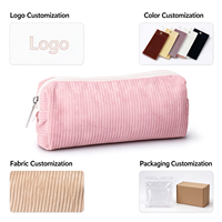 Étui à crayons en velours côtelé BSCI, pochette de papeterie, sac à cosmétiques multi-usages pour étudiants, école, bureau, cadeau promotionnel
