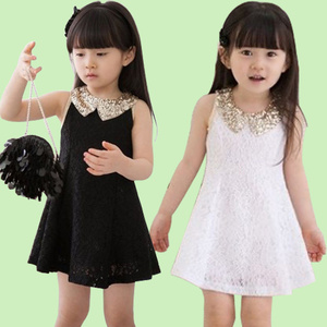 Wholesale Lovely Sleeveless Short Dress With Sequined Ruffled for Kids Girls From China Supplier - Product Image 1