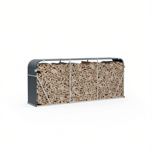 Porte-bûches 92,1x17,7x39,4 cm en acier galvanisé anthracite, rangement moderne pour bois de chauffage, accessoire rectangulaire pour cheminée - Product Image 1