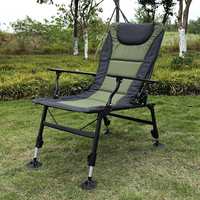 Chaise de pêche pliable d'extérieur à jambes télescopiques inclinables multi-positions