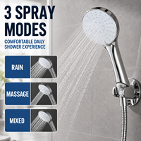 Pommeau de douche à main 3 fonctions, finition blanche, en ABS électroplaqué, avec tuyau de douche et support, compatible robinet, fabrication OEM ODM