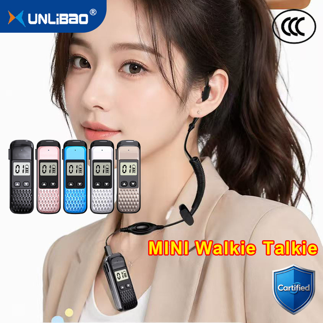 XUNLIBAO Mini Clip-On Intercom Wireless Headset for Small Restaurant and Hotel Walkie Talkie Use LCD Display Two Way Radio