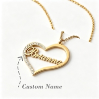 Collier personnalisé Duoying avec pendentif en forme de cœur, en acier inoxydable plaqué or 18 carats, lettre cursive en zircon pour femmes