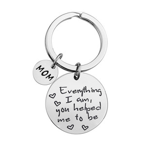 Online Günstige Papa Mutter Eltern präsentieren <span class=keywords><strong>316L</strong></span> Edelstahl Souvenir Geschenke 2 Charms runden Schlüssel bund mit 25 mm Schlüssel ring