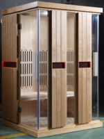 Ruang Sauna Inframerah Kayu Solid Modern untuk Luar Ruangan, 2 Orang, Uap Kering