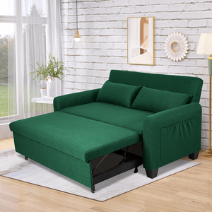 Canapé-lit convertible moderne extra-large 2-en-1 en tissu de 61 pouces, pliable, double, avec sac de rangement et cadre en bois renforcé pour salon - Product Image 3