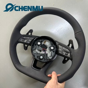 VENTE FLASH Volant sport en cuir à fond plat pour <span class=keywords><strong>Audi</strong></span> S6 S7 A4 A5 A6 A7 Q3 Q5 A3 S3 Amélioré <span class=keywords><strong>Noir</strong></span> Direct Usine Durable - Product Image 2
