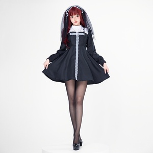 Costume d'<span class=keywords><strong>Halloween</strong></span> pour <span class=keywords><strong>femme</strong></span> adulte, style gothique, mariée fantôme, nonne/witche sombre, ou vampire, avec croix, pour performance - Product Image 4