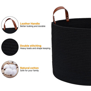 XXL Thêm Lớn Bán Buôn Có Thể Gập Lại Bông Dây Giỏ Thấp MOQ Dệt Lưu Trữ Giỏ Đồ Chơi Lưu Trữ Giặt Giỏ Với Xử Lý - Product Image 4