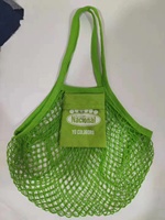 Groothandel Eco-vriendelijke op maat gemaakte logo herbruikbare opvouwbare 100% katoenen mesh nettas met lange hengsels boodschappentas voor voedsel