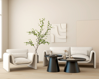 Fauteuil incurvé à profil bas avec coussin d'assise épais et coussin lombaire, chaise longue moderne pour la maison, le salon ou la salle d'hôtel