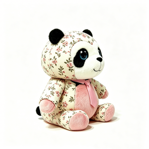 Customized floral <b>panda</b> stuffed <b>toy</b>, ditsy flower print <b>panda</b> plush, pink belly <b>panda</b> doll, cottagecore animal decor - Product Image 3