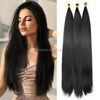 Extensions de cheveux synthétiques lisses Yaki de 28 pouces, 100g, pour tresses, soyeuses, pré-étirées, pour crochet
