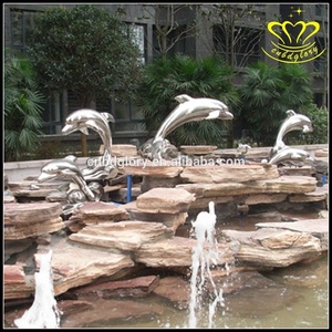 Jardín al aire libre decoración de piedra de Arte de mármol negro delfín estatua - Product Image 4