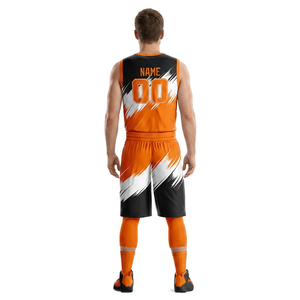 Custom Sublimation Basketball Uniform Breathable Moisture-Wicking Quick Dry V-neck Sleeveless STORM FIT <b>Black</b> White 100% - Product Image 3