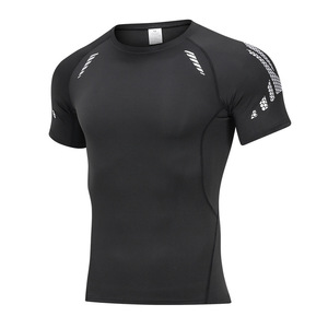 Camicia di compressione all'ingrosso da uomo elastico ad asciugatura rapida da uomo a manica corta t-Shirt sport Fitness collant - Product Image 1