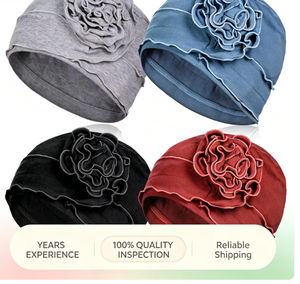 NOUVEAU Turban <span class=keywords><strong>Chimio</strong></span> en Coton Uni Respirant et Doux avec Élastique pour Femmes Souffrant de Perte de Cheveux - Product Image 1