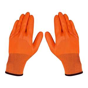 Gants de travail en tricot <span class=keywords><strong>orange</strong></span> à prix avantageux, enduits de <span class=keywords><strong>latex</strong></span> pour le travail en nature - Product Image 4