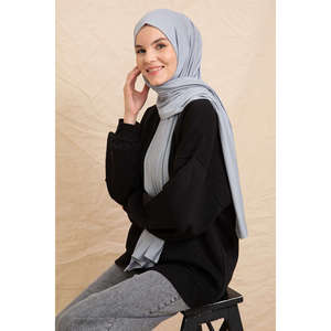 ผ้าพันคอผ้าฝ้าย - สีเทา - สีเทา - Product Image 3