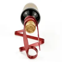 Porte-bouteille de vin en suspension avec ruban en fer, design moderne et créatif, 1 bouteille, support d'équilibre par gravité pour meubles de maison