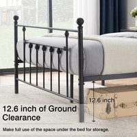 Meubles de chambre à coucher en métal en acier de taille double en fer de conception de couleur noire
