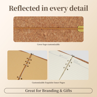 Coffret Cadeau Carnet à Feuillets Mobiles, Journal à 6 Anneaux avec Stylo en Liège, Cadeau Promotionnel d'Entreprise, Souvenir de Bureau