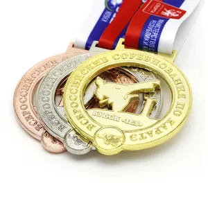 Factory Design Custom Taekwondo Karate Jiu Jitsu Judo BJJ Sport Kickboxing Metal Plated Gold Medal