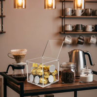 Kotak Penyimpanan Kapsul Kopi Akrilik Transparan, Wadah Pod Nespresso dengan Tutup Berengsel