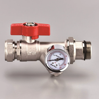 Vanne de régulation d'eau manuelle en laiton DunYun avec manomètre, structure à bille, raccord BSP/NPT, débit de 1 à 100 L/min, OEM
