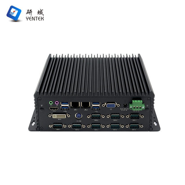 10 COM RS232 RS485 9-36V Wide Voltage I3 I5 I7 J6412 5205U 2 RJ45 LAN GPIO Edge AI Machine Vision Fanless Industrial PC