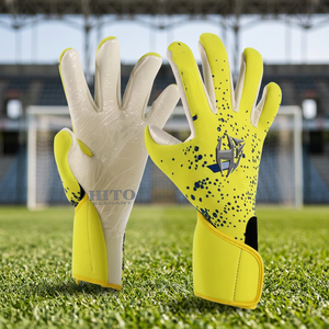 Professional Goalkeeper Gloves German Latex 4mm Goalkeeper Gloves Soccer Backhand Neoprene Front Palm Contact Latex Top Quality - Product Image 4