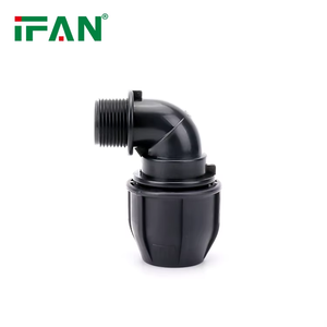 IFAN Factory Wholesale GB/<strong>T</strong> 13663 HDPE <strong>Fitting</strong> 20-63MM Black PN16 Male Thread Elbow PE <strong>Compression</strong> <strong>Fitting</strong> - Product Image 1