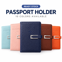 Porte-passeport en PU en stock, vente en gros, logo personnalisé, étui de voyage, 10 couleurs, cadeau d'entreprise, faible MOQ, livraison rapide