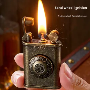 Cá tính cổ điển sáng tạo kim loại dầu hỏa Windproof mở ngọn lửa nhẹ hơn cát bánh xe đánh lửa <span class=keywords><strong>Fidget</strong></span> <span class=keywords><strong>Spinner</strong></span> Đồng hồ nam Quà Tặng - Product Image 4