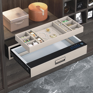 Scatola di sicurezza sicura per gioielli in pelle con blocco intelligente elettrico per cassetto per impronte digitali - Product Image 3