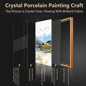 Cuadro moderno de pared de alta gama, minimalista, de porcelana de cristal, <span class=keywords><strong>para</strong></span> colgar en la pared del <span class=keywords><strong>comedor</strong></span> o sala de estar, con marco dorado de lujo. - Product Image 6