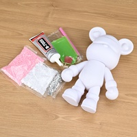 Ours en résine créative orné de diamants, ours en peluche fluide avec cristaux et strass, fait main, peint à la main, peintures incluses